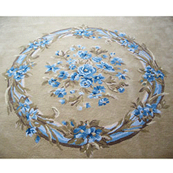 Handtufted Inset Floral Motif 			
