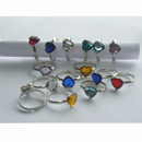 Jewellery - Silver Ring with Large Coloured Heart