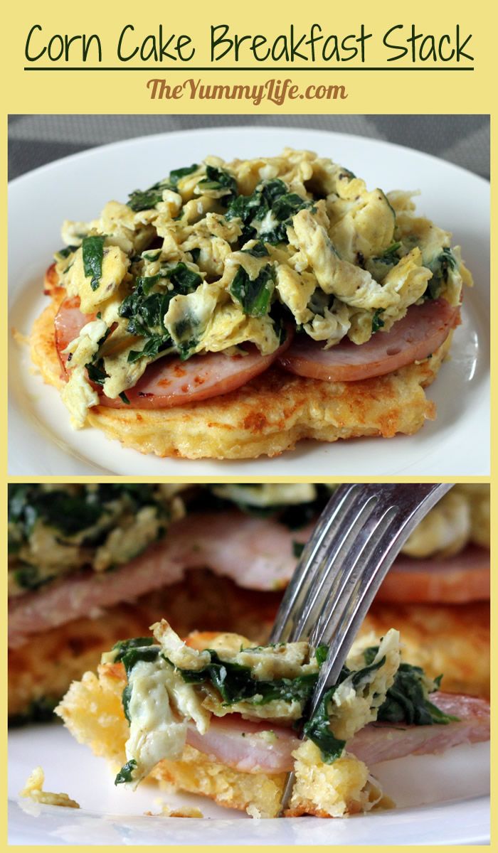 Corn Cake Breakfast Stack with Eggs Florentine