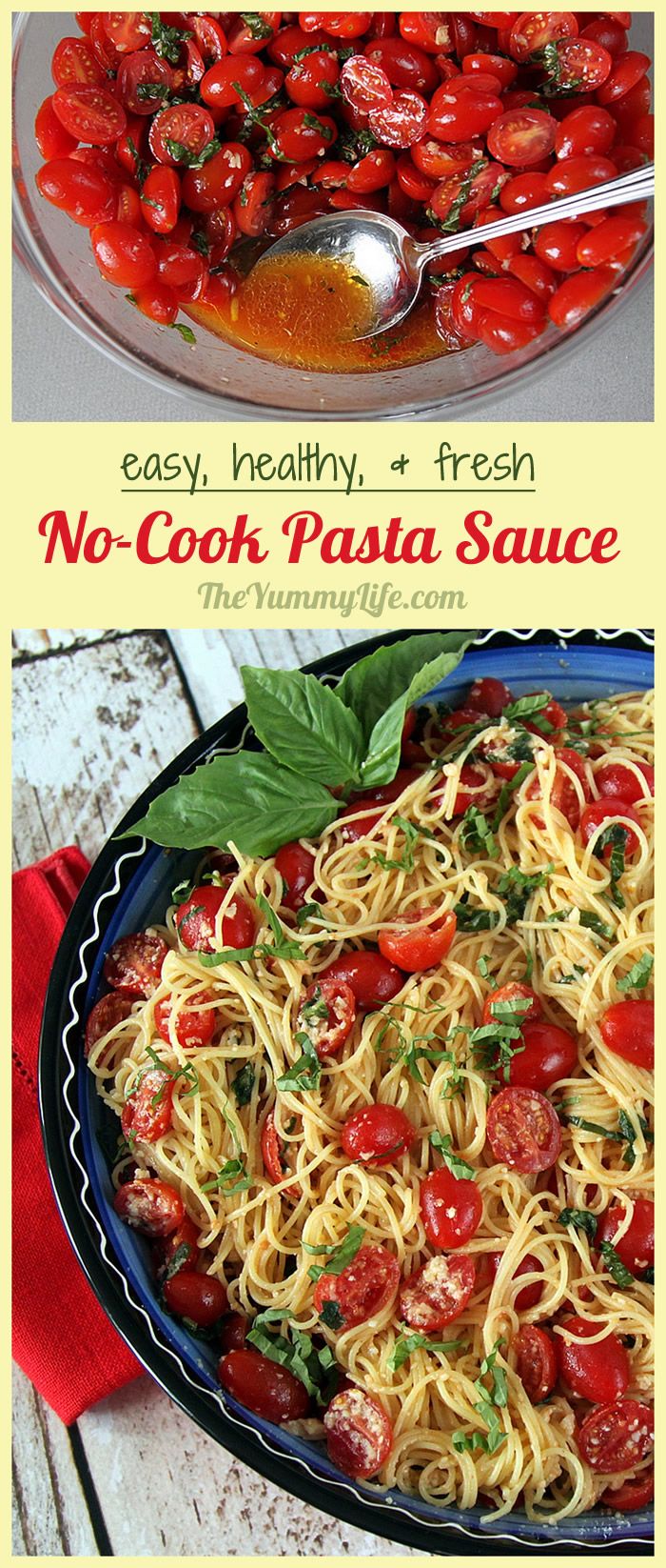 Easy, Fresh, NoCook Pasta Sauce with Cherry Tomatoes