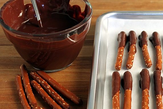 It is so easy to melt chocolate chips (or other baking chip flavors) in the microwave and use them for dipping strawberries, cookies or pretzels. They taste better and look instantly elegant after dipping in chocolate. This also works as a drizzle on caramel apples.