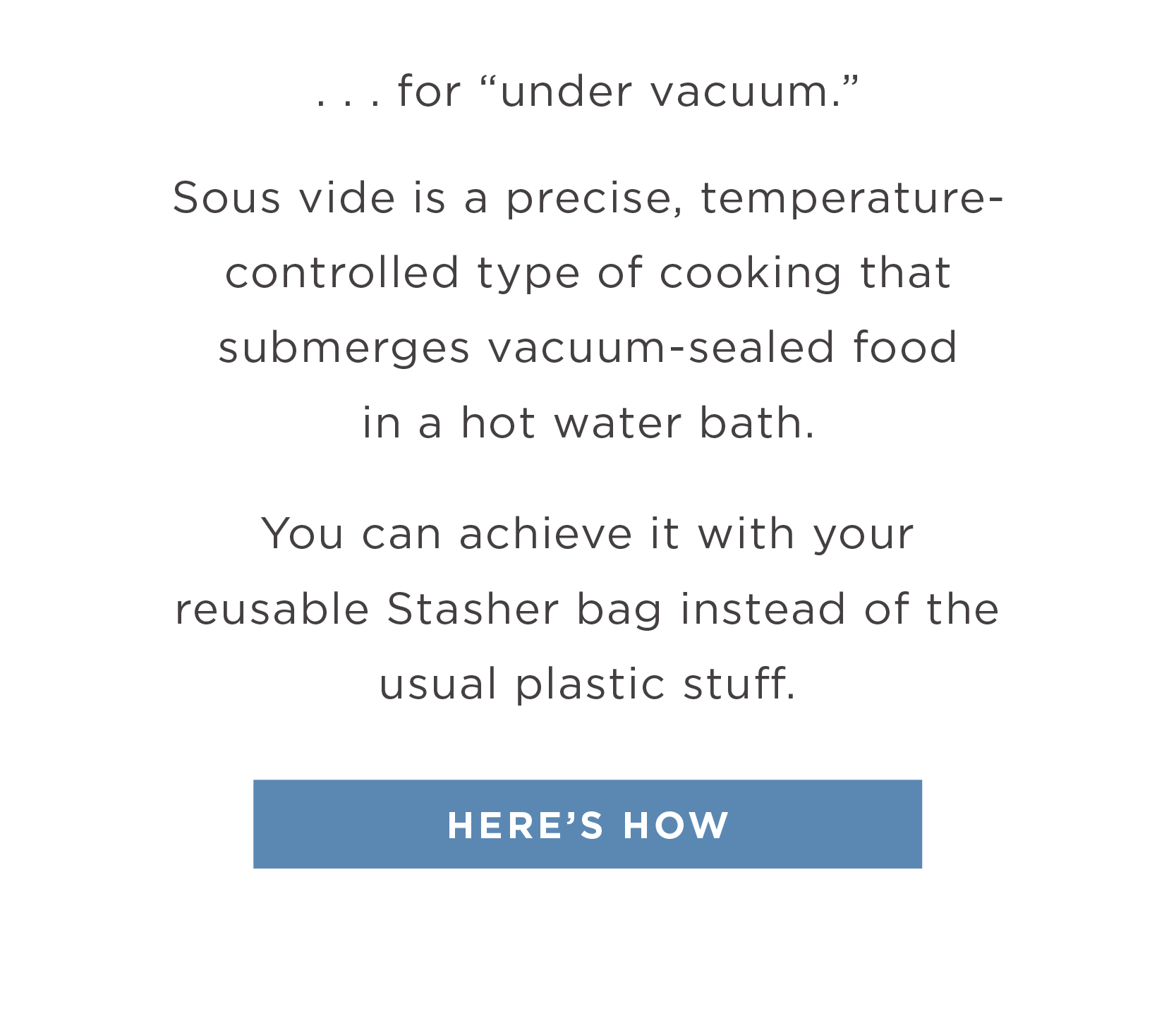 So, uh . . . what is sous vide? Stasher Bag