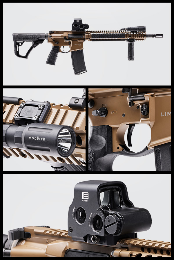 A grid of four detail shots featuring the RIIA build.