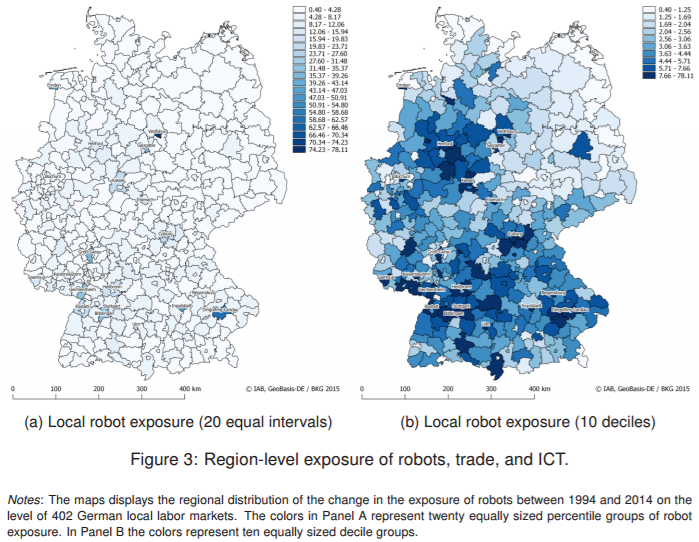 Region-level exposure of robots, trade, and ICT in Germany Region-level exposure of robots, trade, and ICT in Germany
