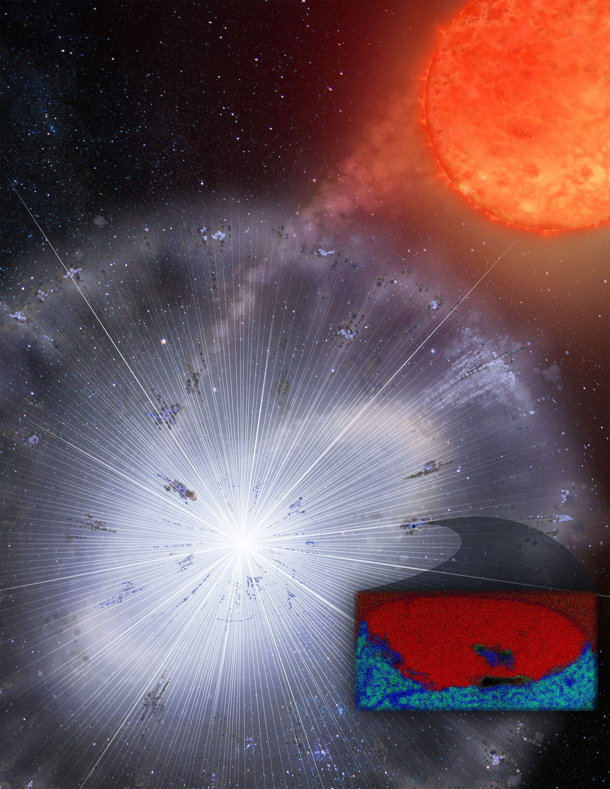 Illustration of dust clumps in a nova Illustration of dust clumps in a nova