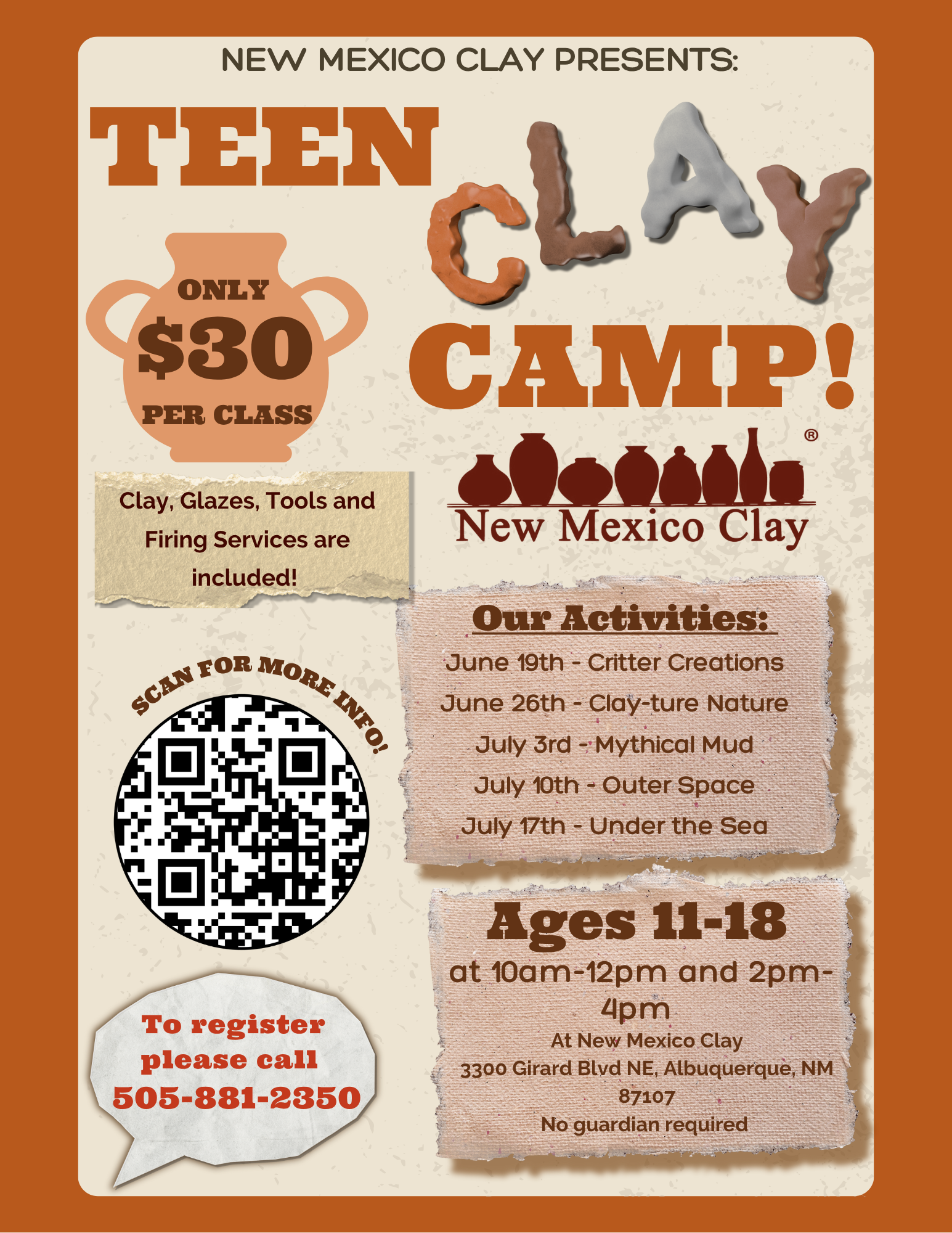 teen clay camp