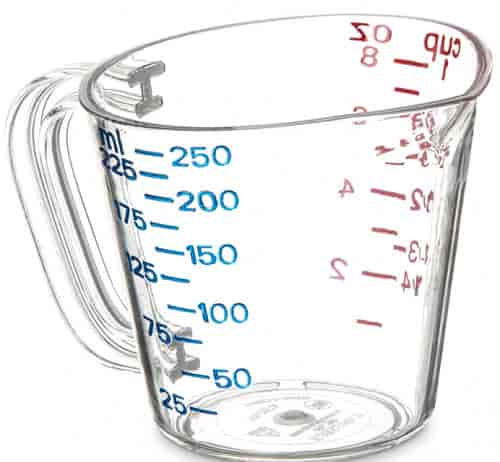 Carlisle 4314107 Clear Polycarbonate Measuring Cup 250ml - 12 per pack - pack price