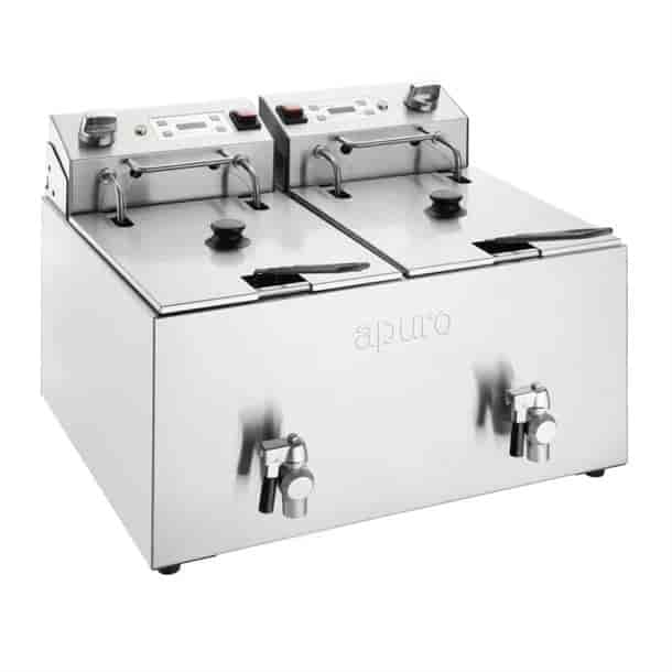 Apuro CU621-A Double Electric Fryer with Timer - 2x8Ltr - 2x2.9kW