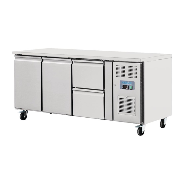 Polar GD874-A U-Series 2 Door and 2 Drawer Counter Fridge 417Ltr