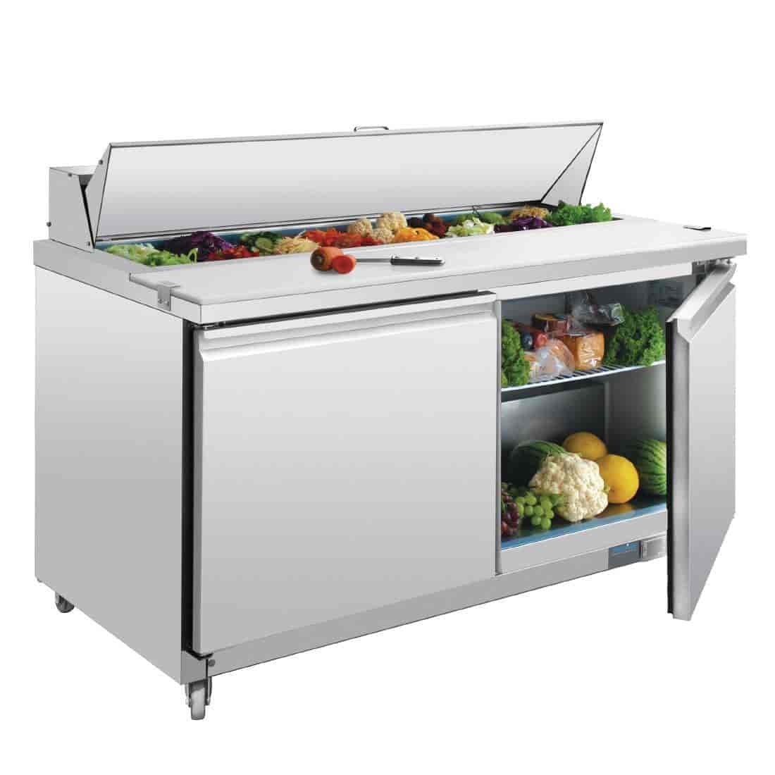 Polar GD883-A U-Series 2 Door Prep Counter Fridge 527Ltr