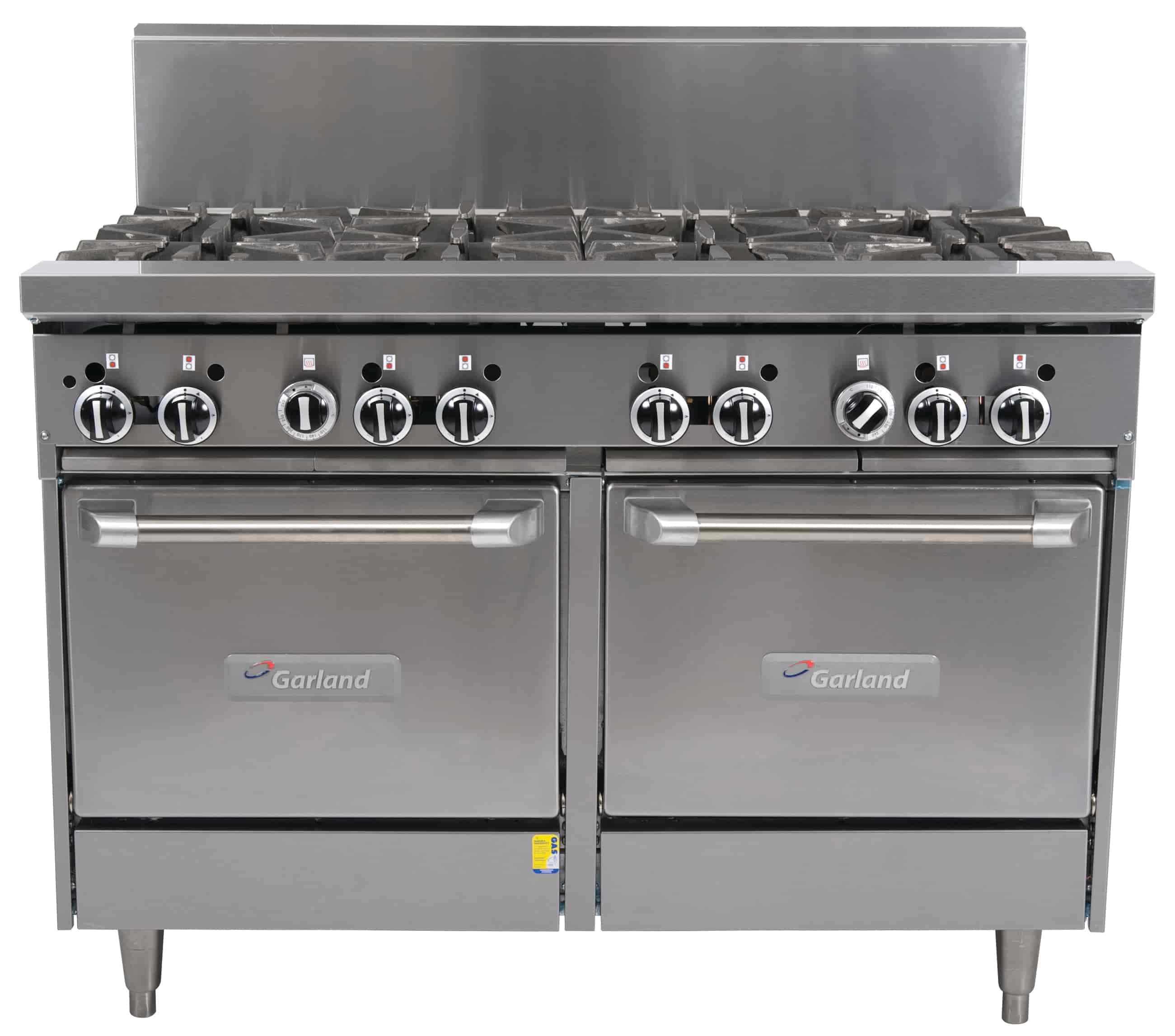Garland GF48-8LL-NG Restaurant Range 1200mm Wide 8 Burner w 2 Ovens NG
