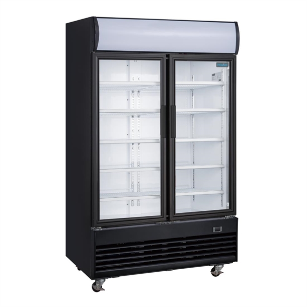 Polar GM813-A G-Series Upright Hinged Door Display Cooler with Light Box 950Ltr Black