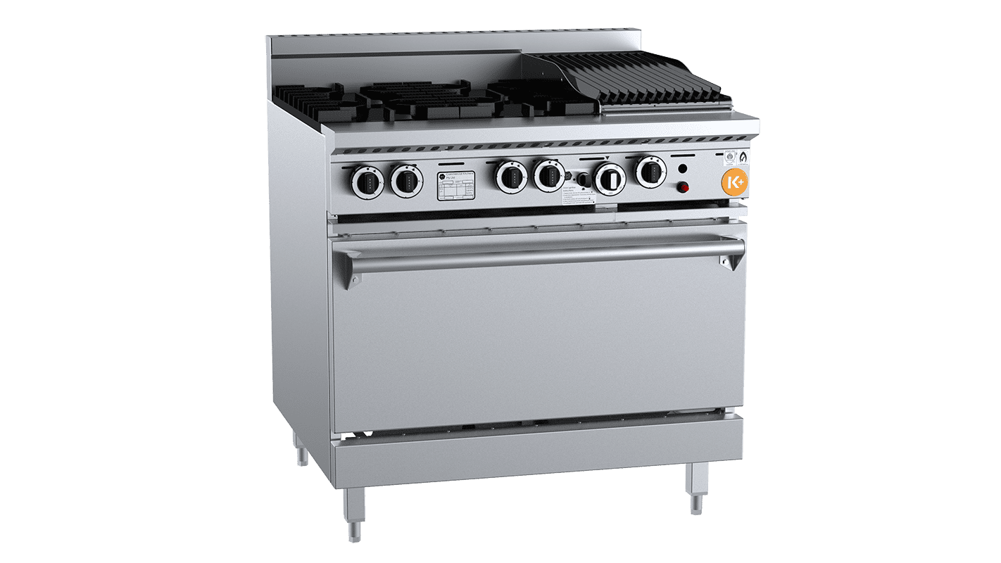 B&S K+ Oven with Four Open Burners & 300mm Char Broiler KOV-SB4-CBR3