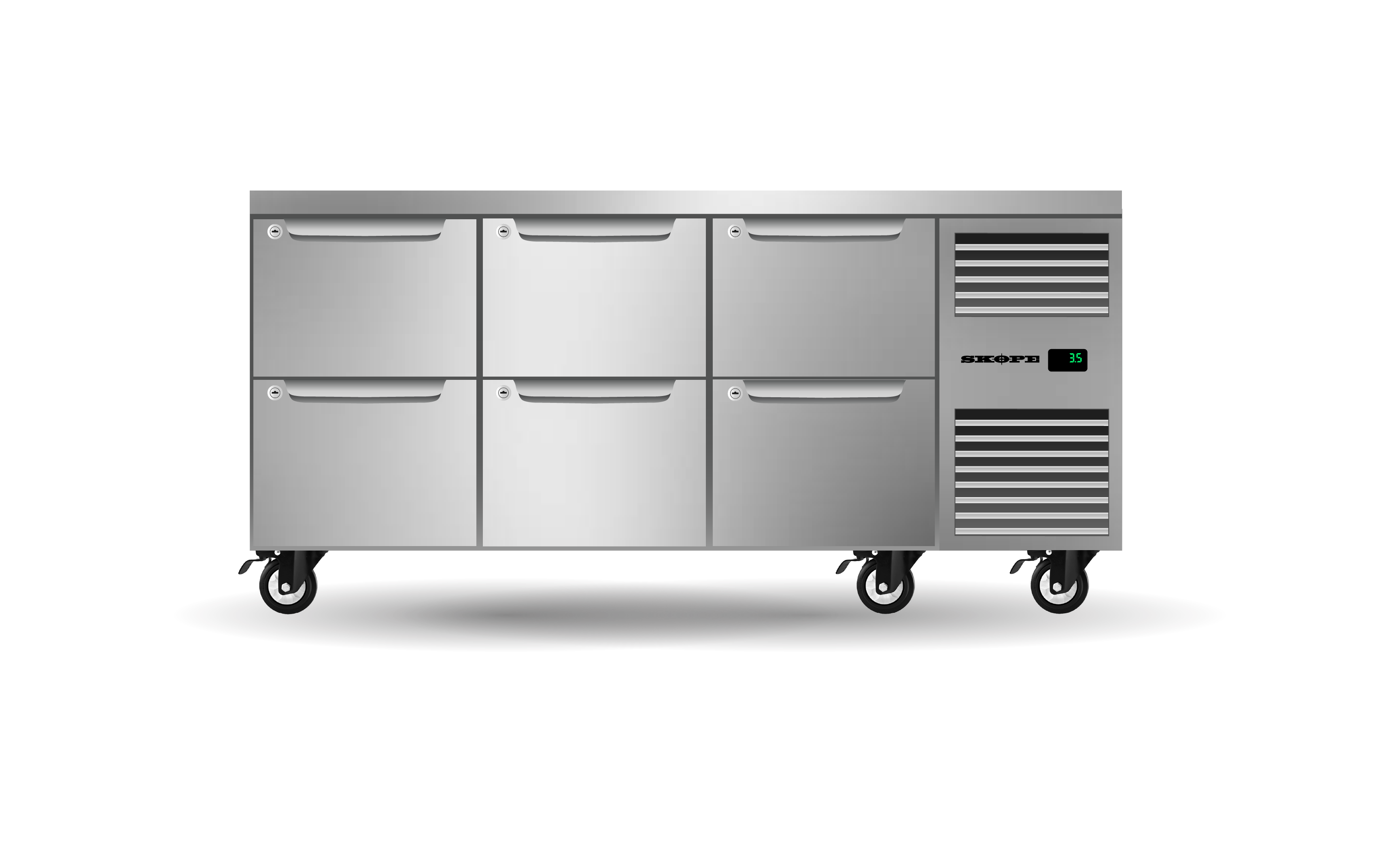 Skope PG11.UBR.3.D6.RH Six Drawer, Three Bay, Underbench GN 1/1, Right Hand Fridge