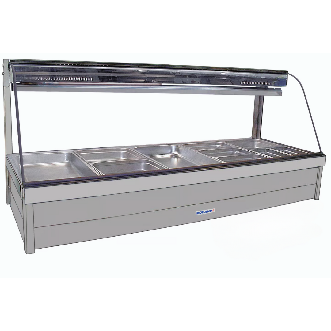 Roband CFX25RD Curved Glass Refrigerated Display Bar - Piped and Foamed only (no motor), 10 pans