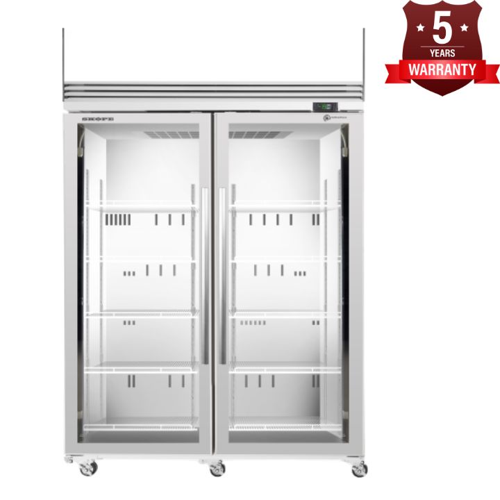 Skope SKFT1300N-AC 2 Glass Door Upright Display or Storage Freezer, Lit Sign