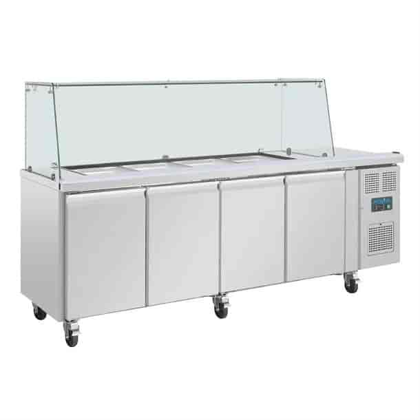 Polar UA019-A U-Series GN Saladette Counter with Square Sneeze Guard 4 Door