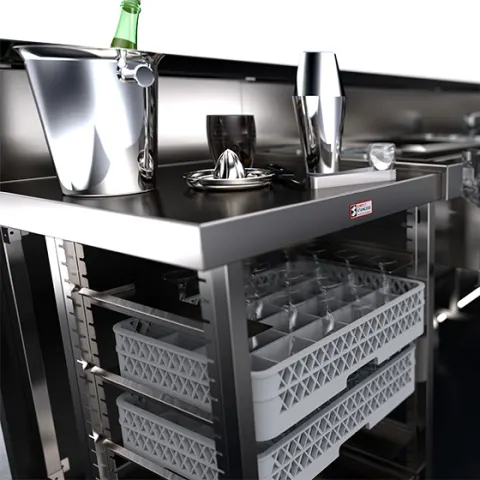 Simply Stainless Single Bar w/ Basket Rack | Industry Kitchens