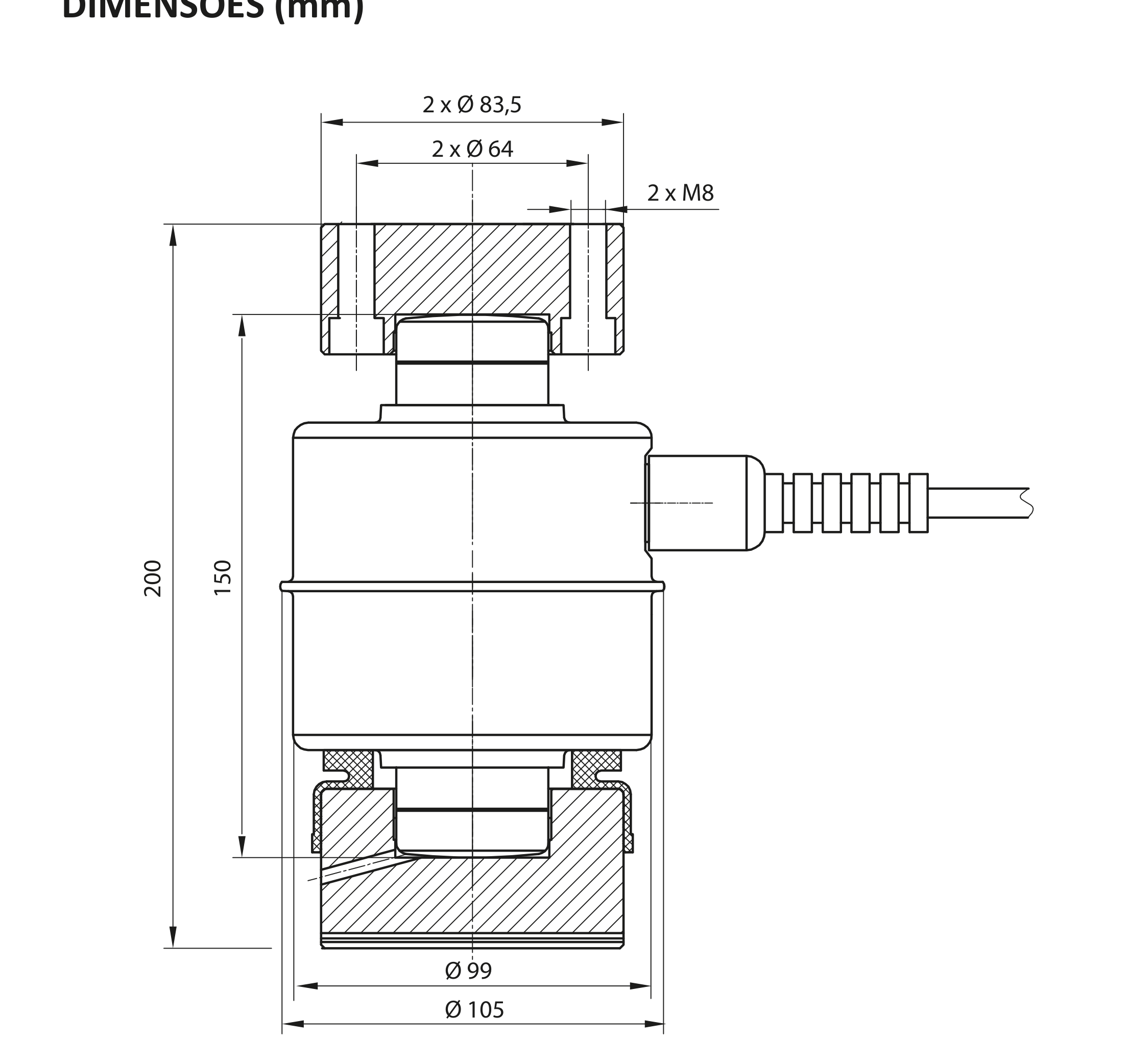 Berman BRP-PLUS/50T compression load cell dimensions drawing