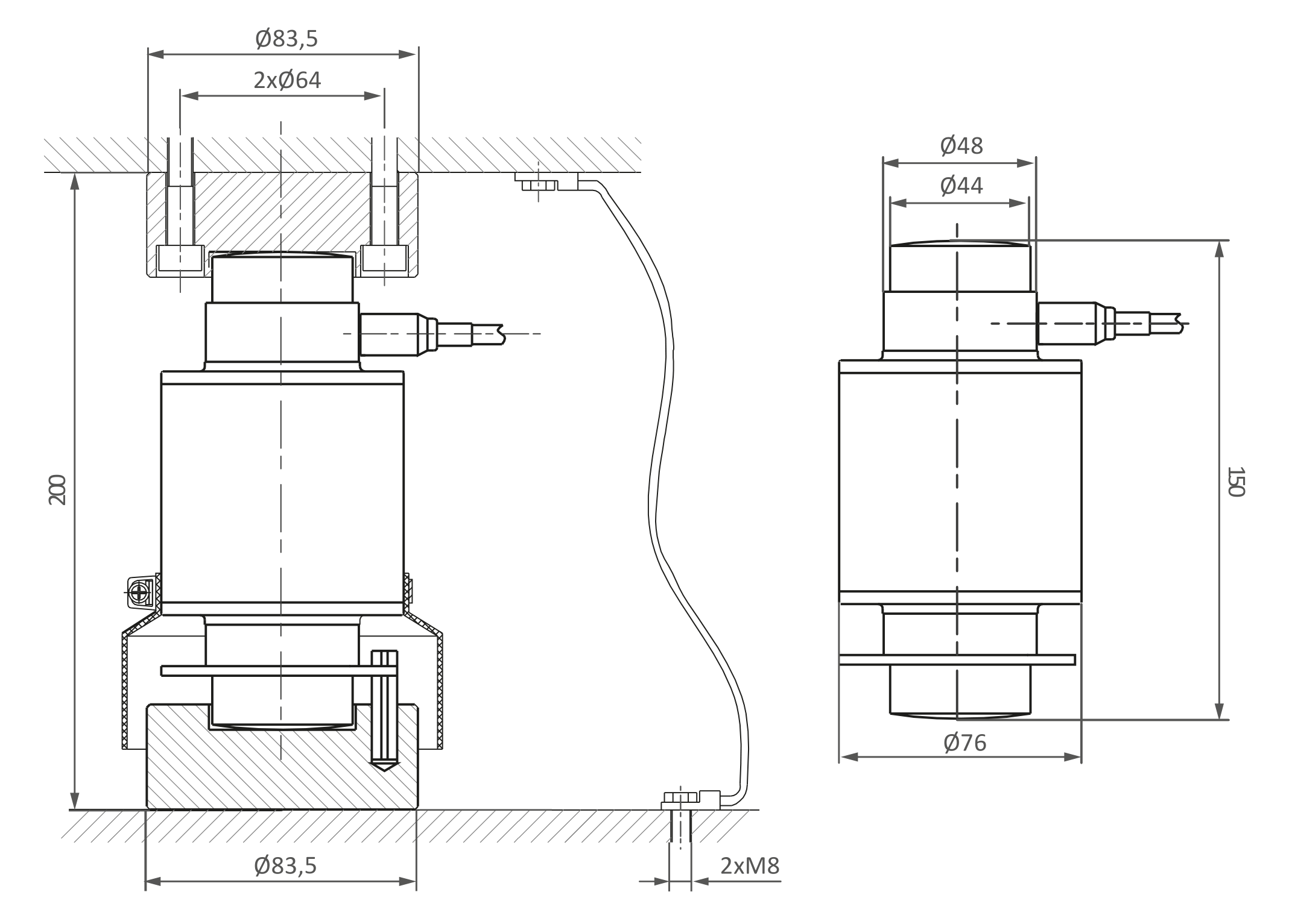 Berman BRP compression load cell dimensions drawing (all capacities)