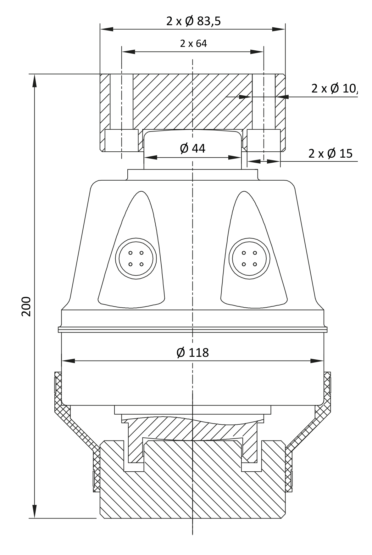 Dibujo de dimensiones Berman BSDS (todas las capacidades)