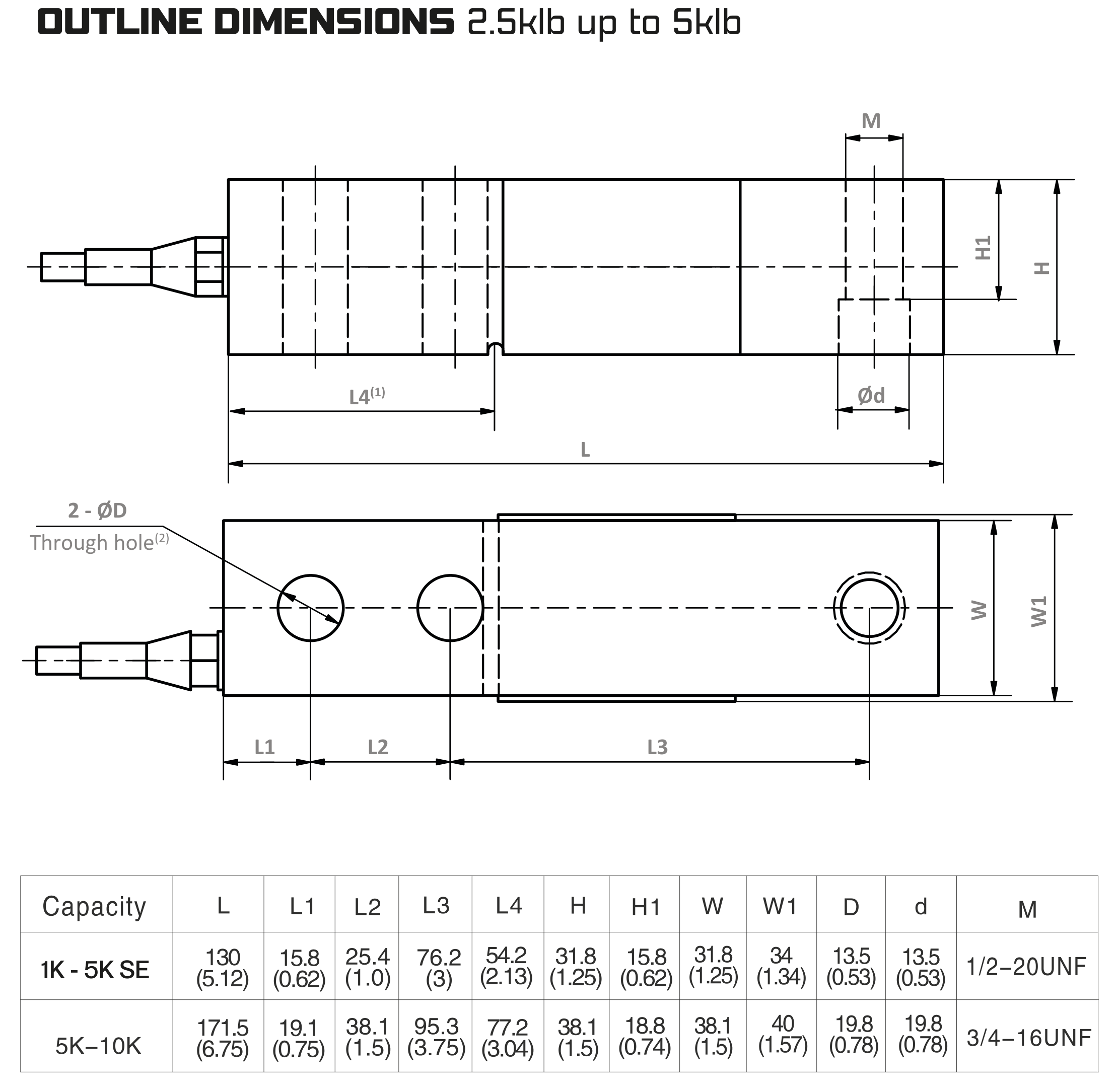 Berman BTBI-2.5klb shear beam load cell dimensions drawing