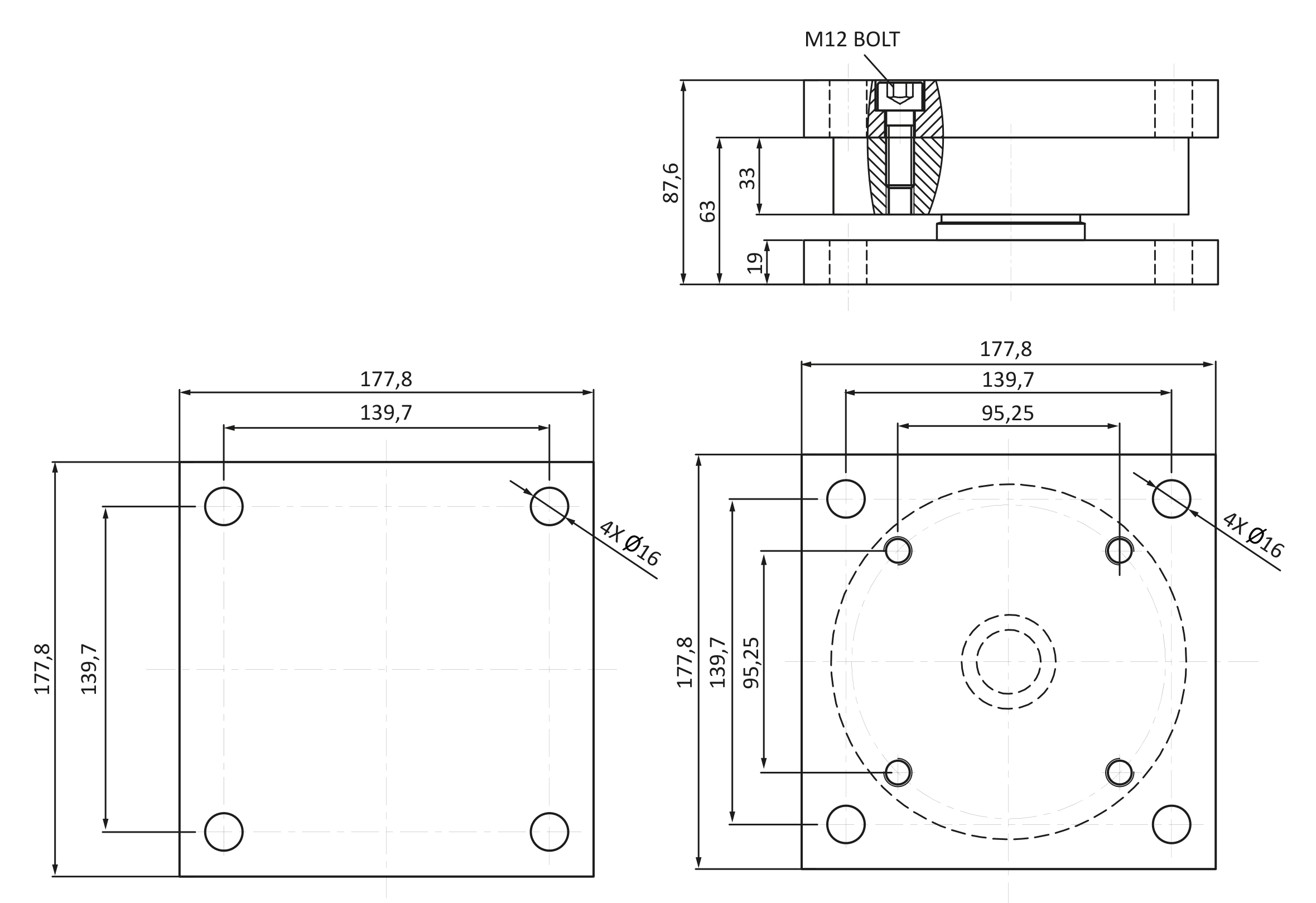 Berman BTWM-20K 20,000 lb Compression Disk Load Cell dimensions drawing