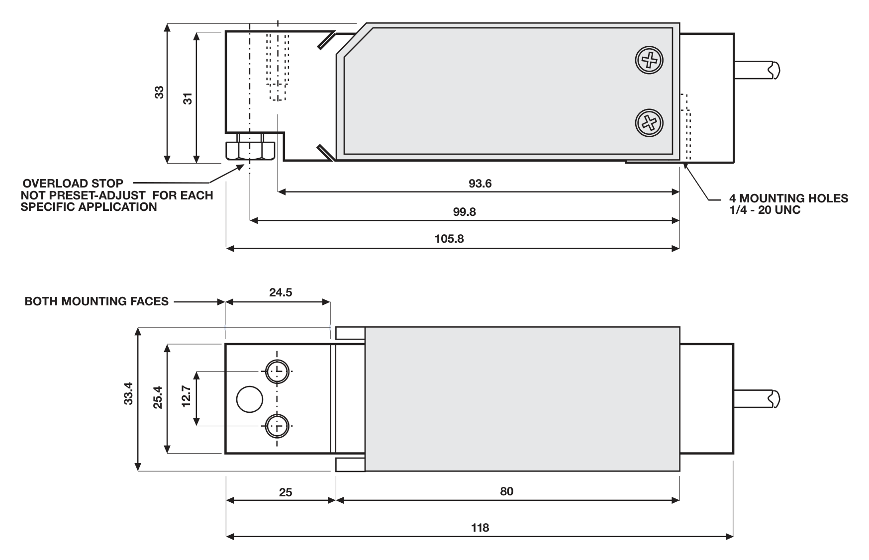 Tedea-Huntleigh 1030-5kg 01030-005K-F0-02X Single Point Load Cell dimensions drawing