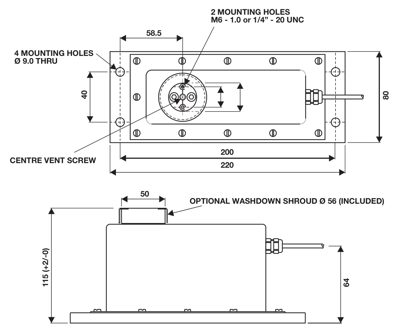 Dibujo de dimensiones: Tedea-Huntleigh 240-20kg 00240-020K-D5-04X Single Point Load Cell