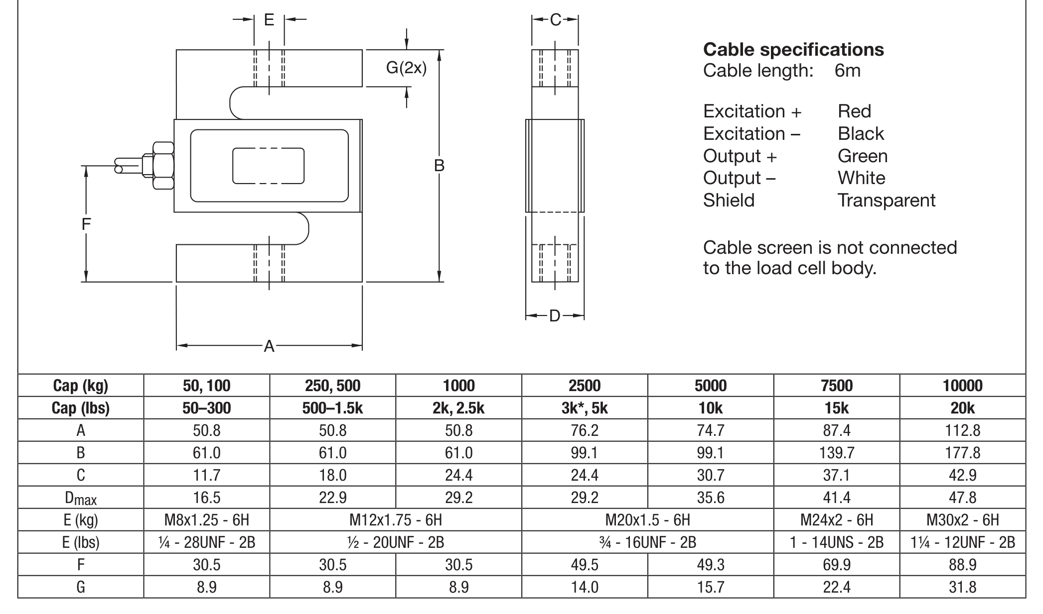Dibujo de dimensiones: Revere 00363-300L-B1-01F 300 lb S-Type Tension/Compression Load Cell