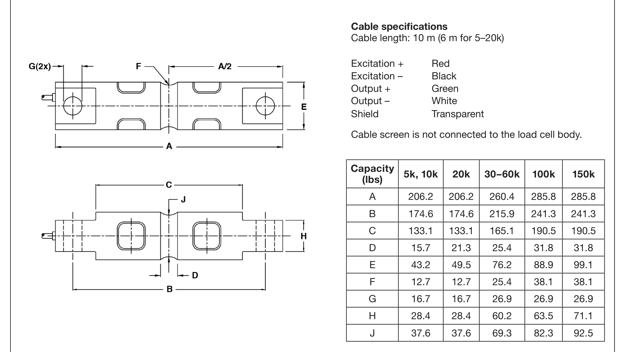 Revere 9103-5Klb 09103-005E-3D-00A Double-Ended Beam Load Cell dimensions drawing