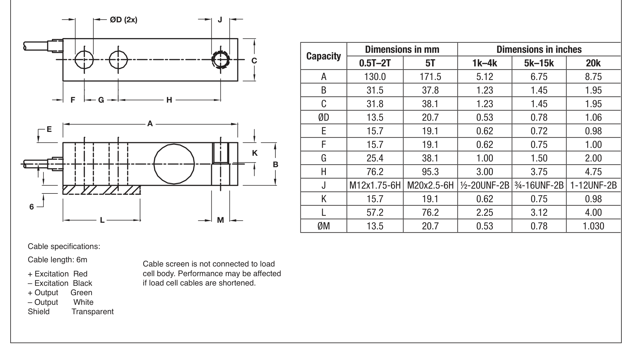 Revere 9123-2.5Klb 09123-02E5-A5-00X Shear Beam Load Cell dimensions drawing