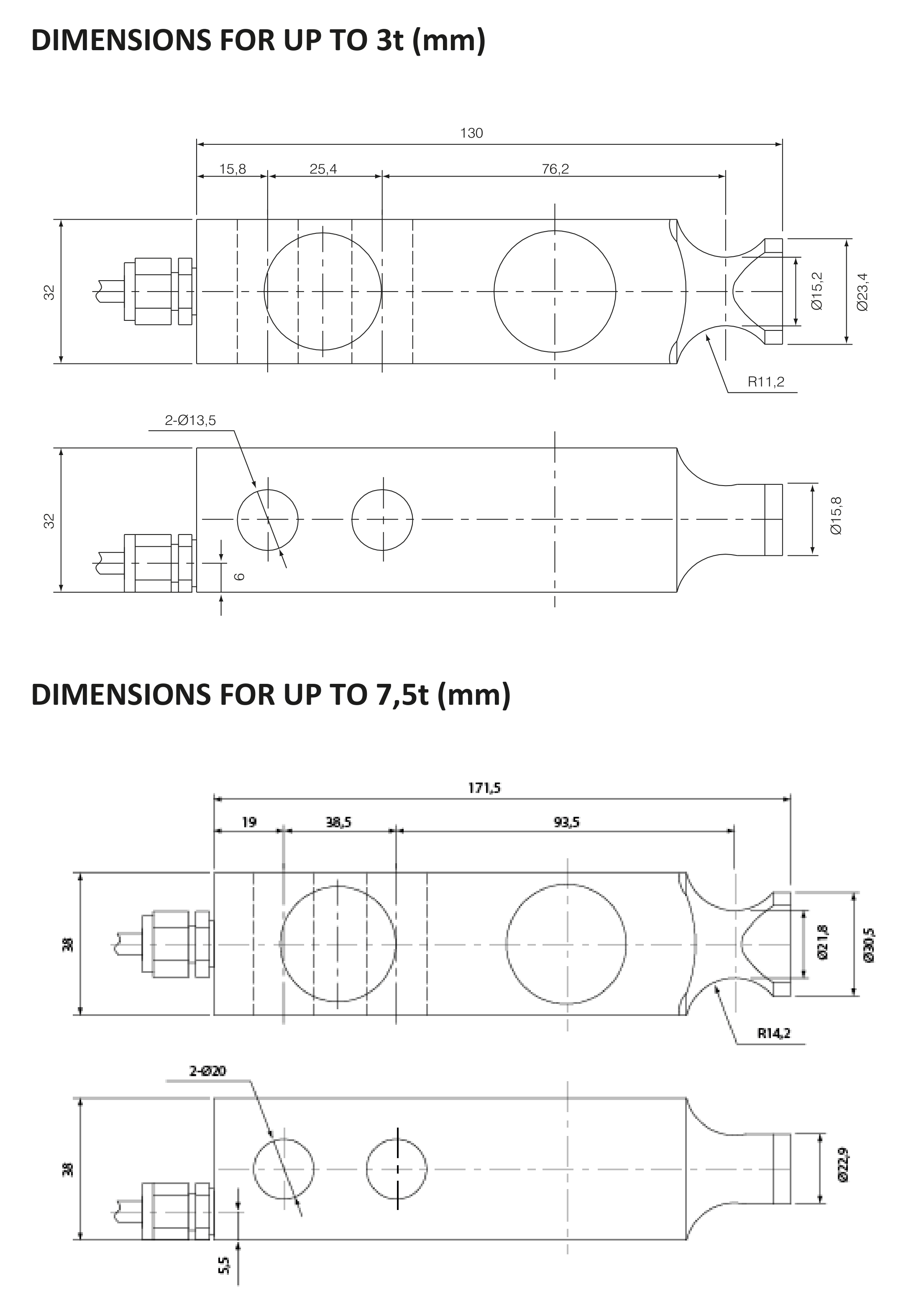 Berman BL Shear Beam Load Cell dimensions drawing