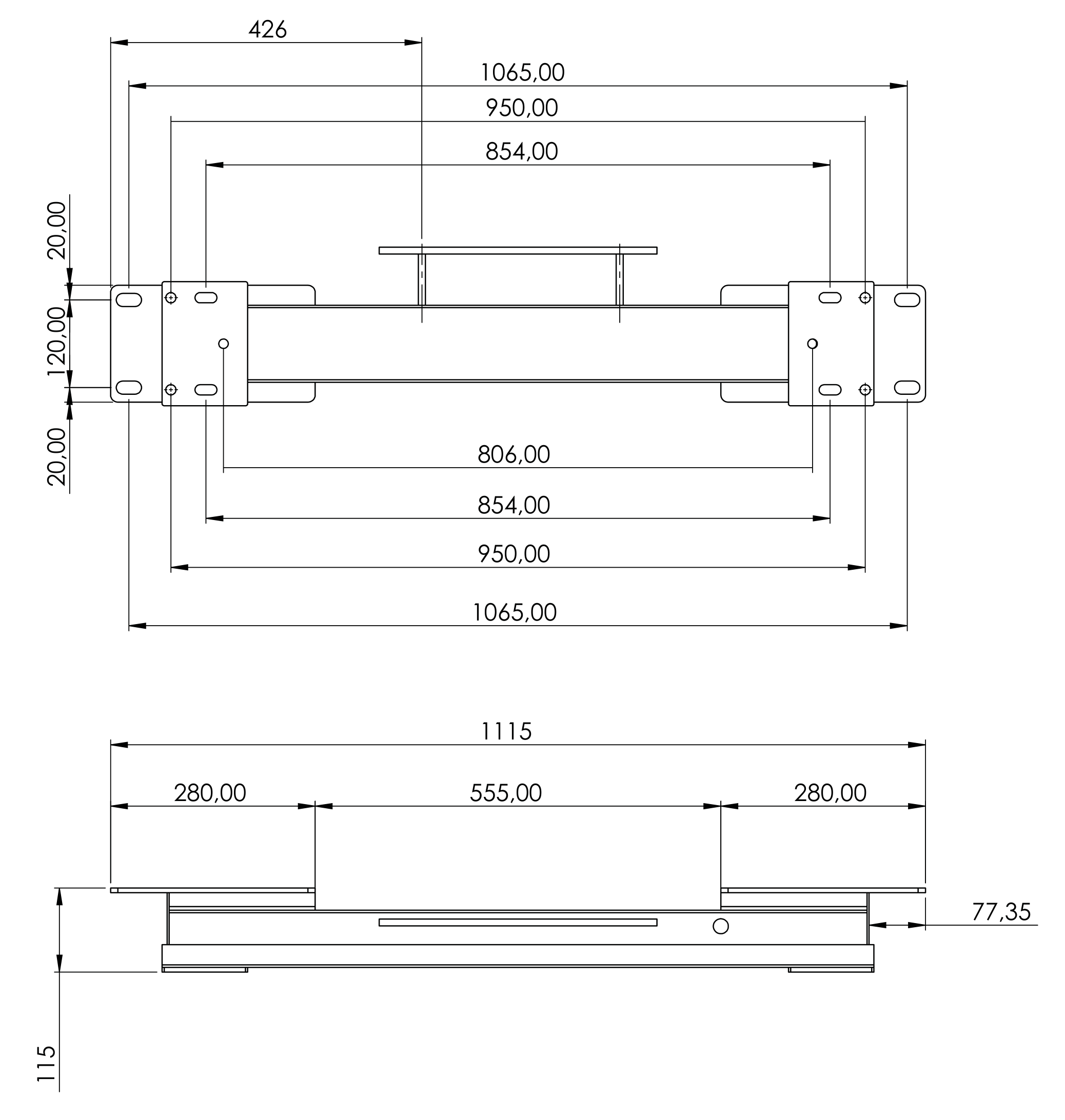 WeightechUSA WT3000-IR-AG Weigh Bars Heavy-Duty Scales for Livestock dimensions drawing