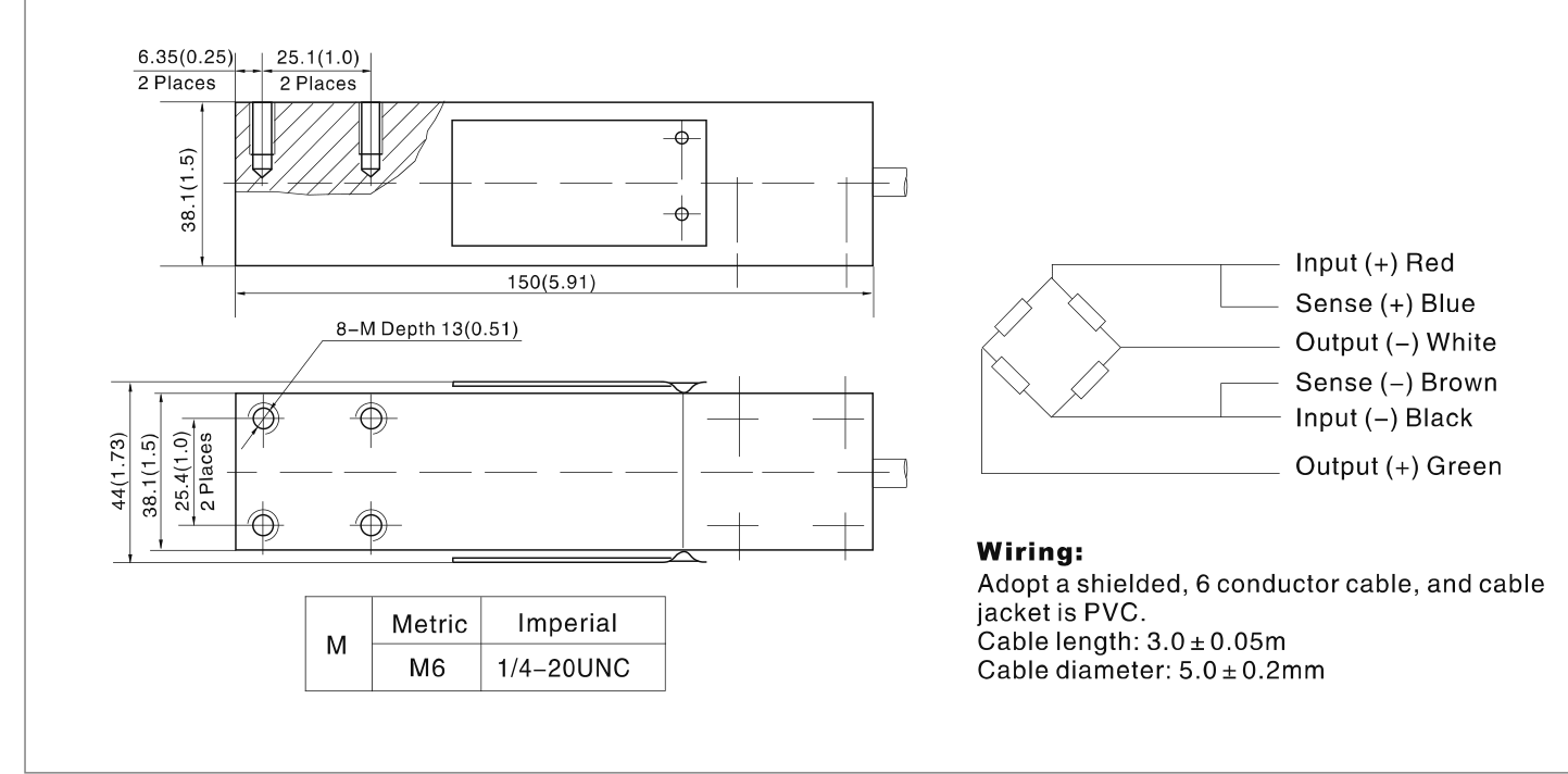 Zemic L6Q 200 kg Single Point Load Cell (L6Q-C3-200kg-3YB6) outline dimensions drawing