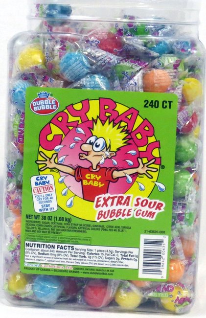 Cry Baby Extra Sour Bubble Gum jar 240 units