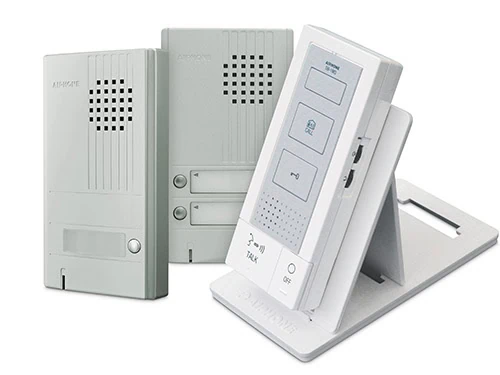 Aiphone DB Series 2-wire video intercom system installed at a residential entryway for secure visitor communication.