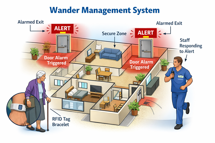 Wander management system in action