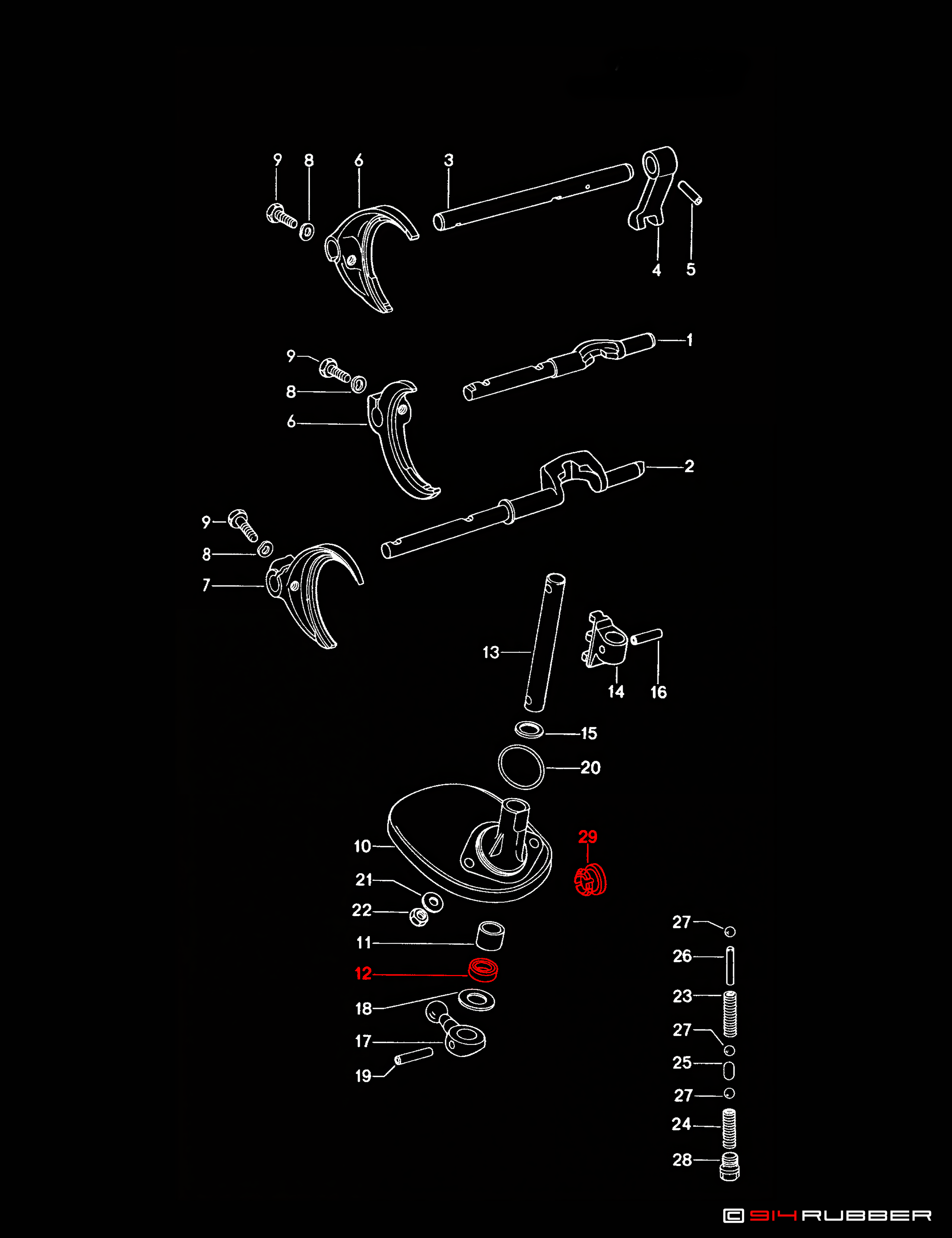 Shift rods and forks from model 73