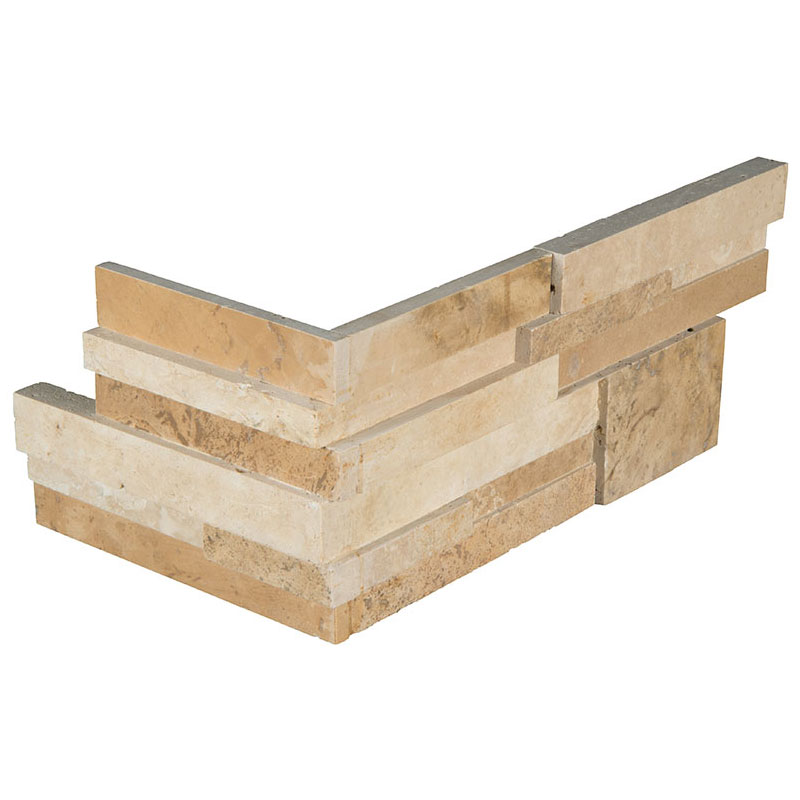 Rockmount Casa Blend 3D Honed Travertine Stacked Stone Ledger Corners
