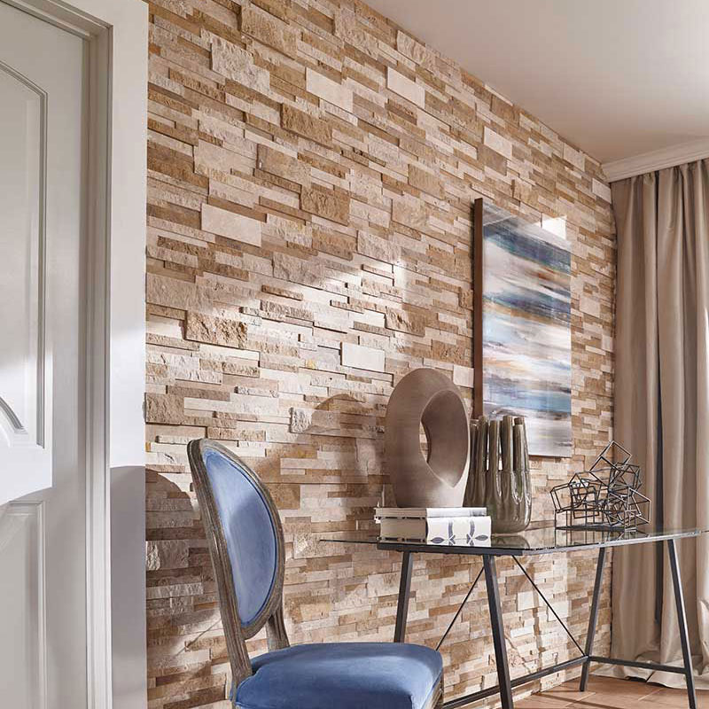 Rockmount Beige Travertine Stacked Stone Ledger Panels