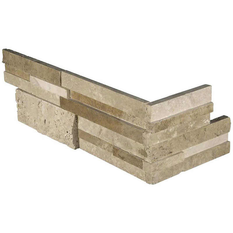 Rockmount Casa Blend Multi Finish Travertine Stacked Stone Ledger Corners