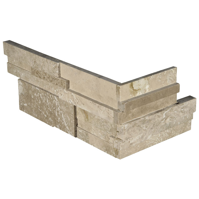 Rockmount Durango Cream 3D Honed Travertine Stacked Stone Ledger Corners