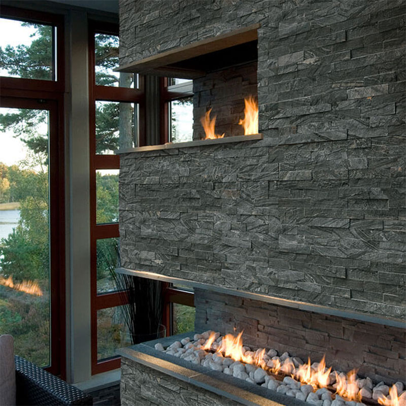 Rockmount Black Marble Stacked Stone Ledger Panels