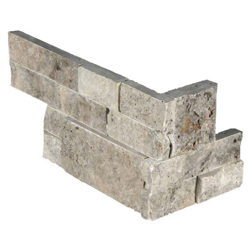 Rockmount Silver Travertine Stacked Stone Ledger Corners