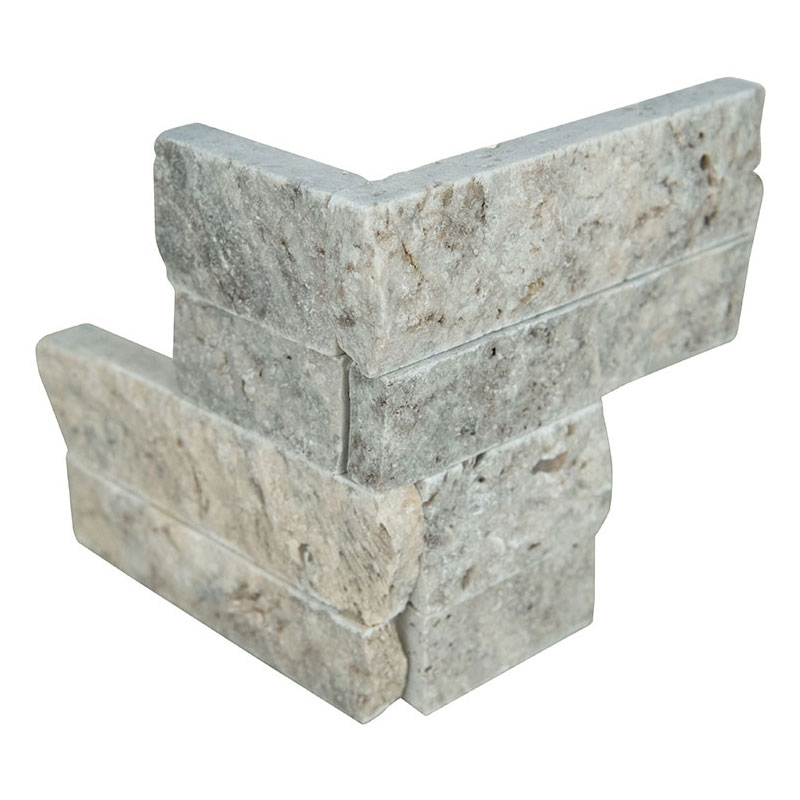 Rockmount M-Series Gray Travertine Stacked Stone Ledger Corners