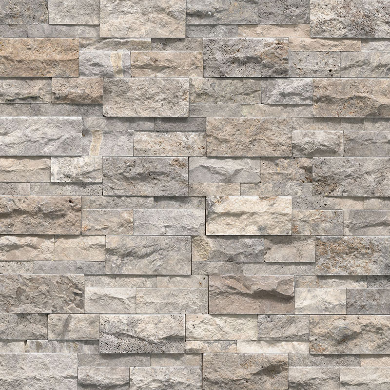 Rockmount Silver Travertine XL Stacked Stone Ledger Panels