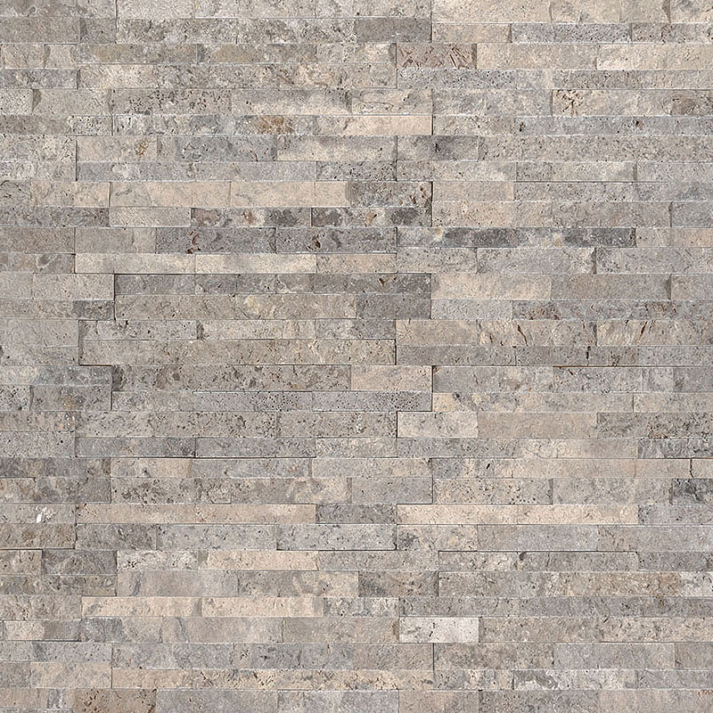 Rockmount Silver Travertine Mini Stacked Stone Ledger Panels