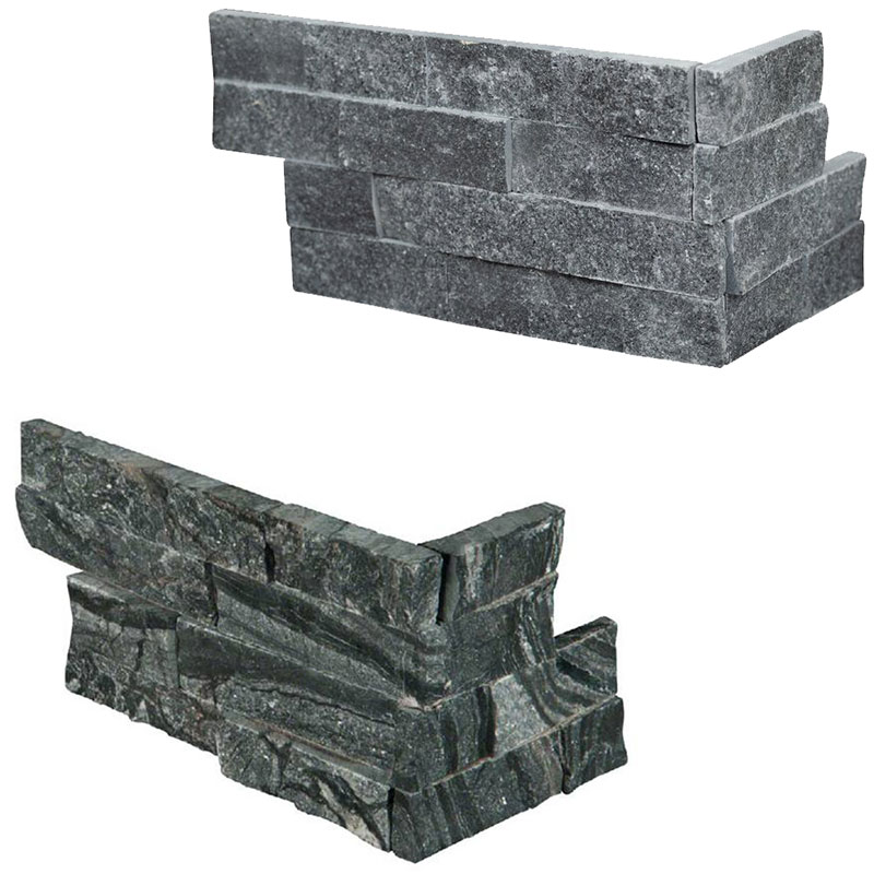 Rockmount Black Marble Stacked Stone Ledger Corners