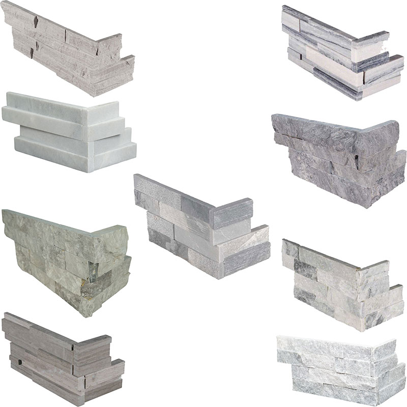 Rockmount Gray Marble Stacked Stone Ledger Corners